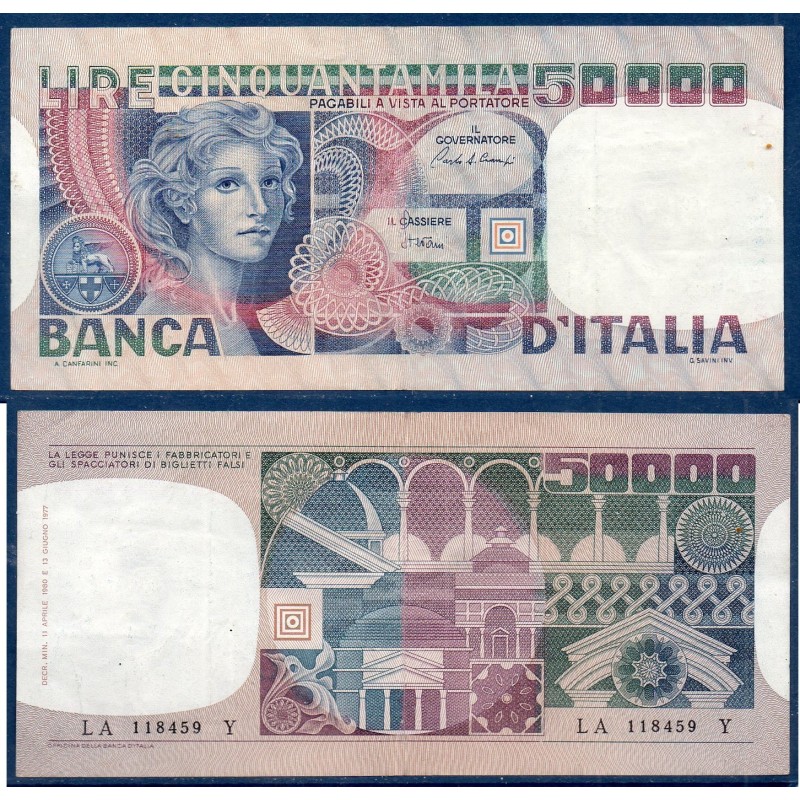 Italie P.107c, TTB Billet de 50000 Lire 1980 Savini