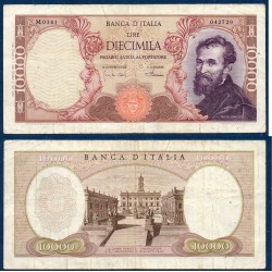 Italie P.97d, TB Billet de 10000 Lire 1968 Michelangelo