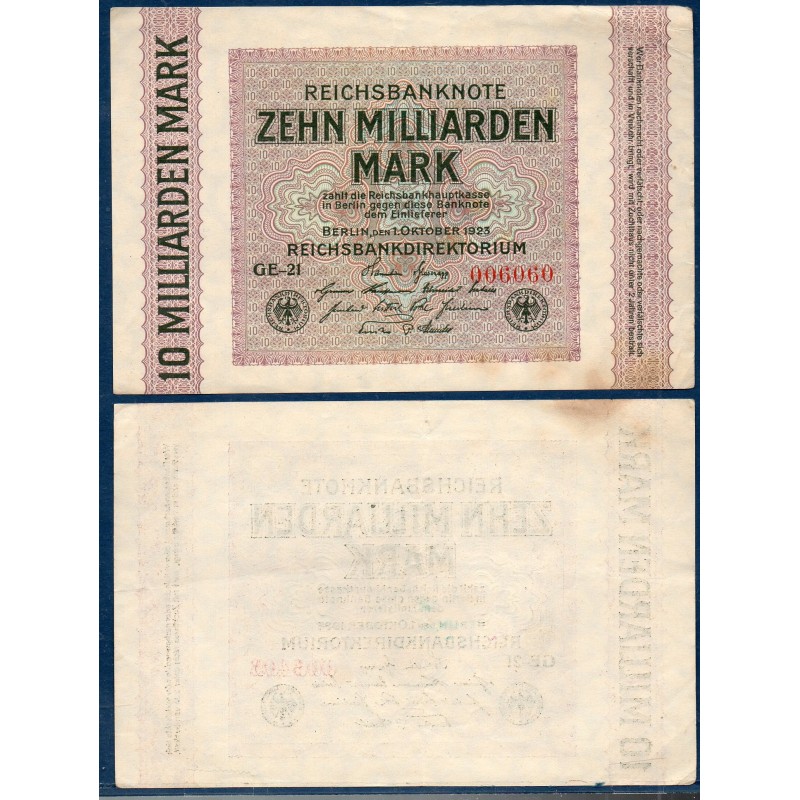 Allemagne P.117b, TTB Billet de 10 milliards Mark 1923 ronds