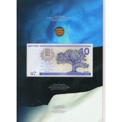 Estonie P.90 folder Billet de 10 Krooni 2008 90 ans république