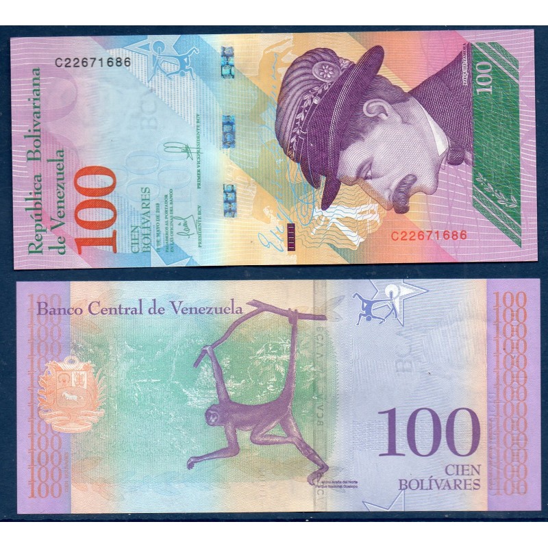 Venezuela Pick N°106c, Billet de banque de 100 Bolivares 5.2018