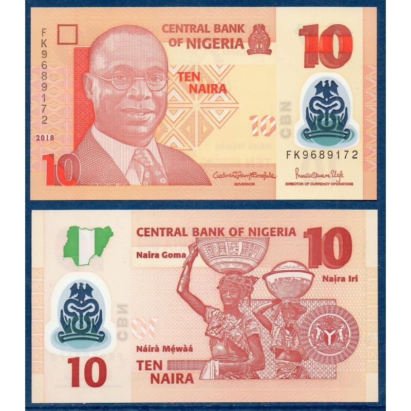 Nigeria Pick N°39i, Billet de Banque de 10 Naira 2018