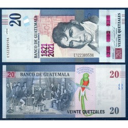 Guatemala Pick N°128, Billet de banque de 20 Quetzales 2020