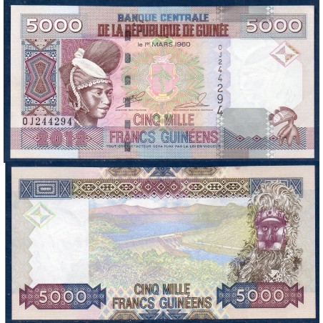 Guinée P.41b, Spl, Billet de 5000 Francs 2012 Centrale Hydroélectrique