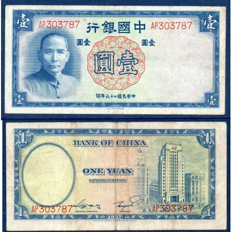 Chine Pick N°79, TB Billet de banque de 1 Yuan 1937