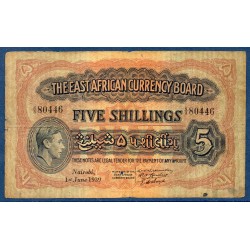 Afrique Est Britannique Pick N°26Aa, Billet de banque de 5 Shillings 1939