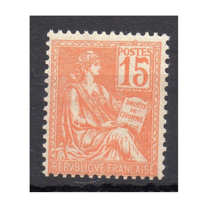 Timbre France Yvert No 117 Mouchon Type II 15c Orange neuf **