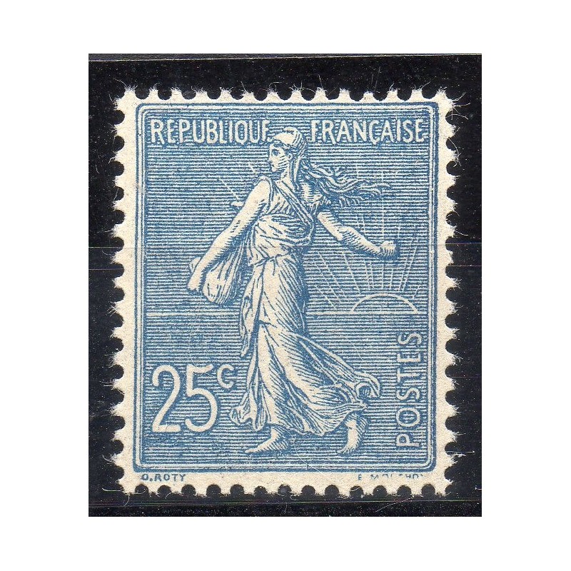 Timbre France Yvert No 132 semeuse lignée 25c bleu neuf **