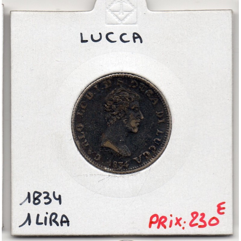 Italie Lucca 1 Lira 1834 Sup, KM 40 pièce de monnaie