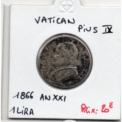 Vatican Pius ou Pie IX 1 lira 1866 an XXI Sup, KM 1378 pièce de monnaie