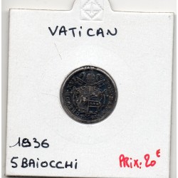 Vatican Gregoire XVI 5 Baiocchi 1835 Sup-, KM 1321 pièce de monnaie