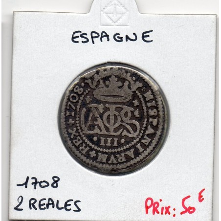 Espagne 2 reales Charles III 1708 TB, pièce de monnaie