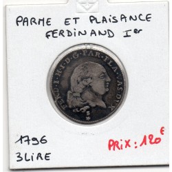 Italie Parme 3 Lire 1796 TB, KM C8 pièce de monnaie