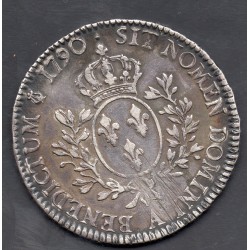 Ecu aux branches d'oliviers 1790 A Paris Louis XVI TTB pièce de monnaie royale