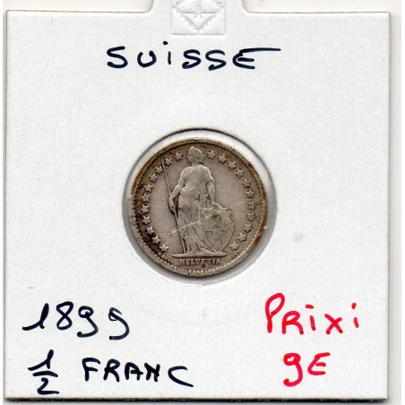 Suisse 1/2 franc 1899 TB+, KM 23 pièce de monnaie