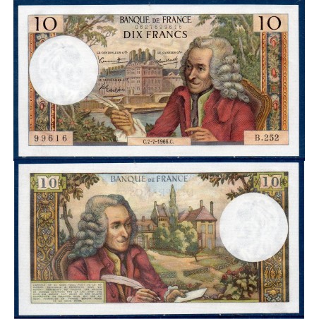 10 Francs Voltaire SPL+ 7.7.1966 Billet de la banque de France