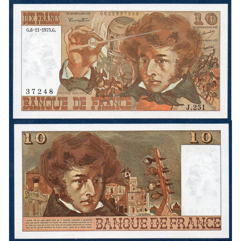 10 Francs Berlioz Spl 6.11.1975 Billet de la banque de France