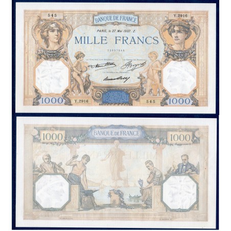 1000 Francs Cérès et Mercure Sup 27.5.1937 Billet de la banque de France