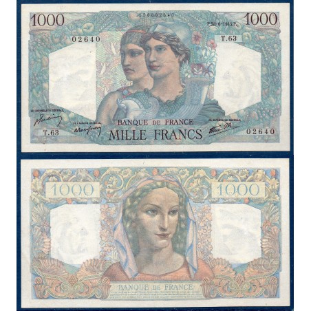 1000 Francs Minerve et Hercule Sup 28.6.1945 Billet de la banque de France