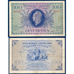 100 Francs Marianne TB 1943 série PG Billet du trésor Central