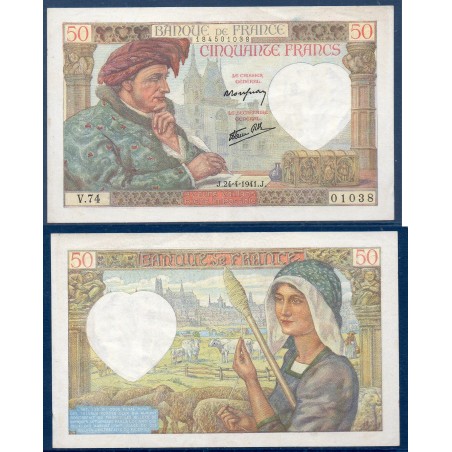 50 Francs Jacques Coeur TTB+ 24.4.1941 Billet de la banque de France