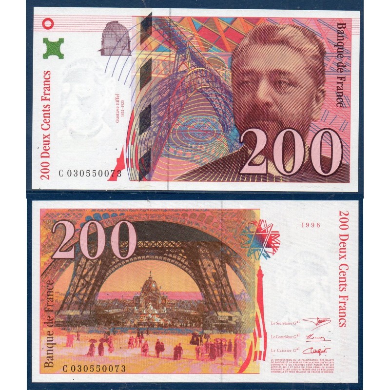 200 Francs Eiffel Neuf 1996 Billet de la banque de France