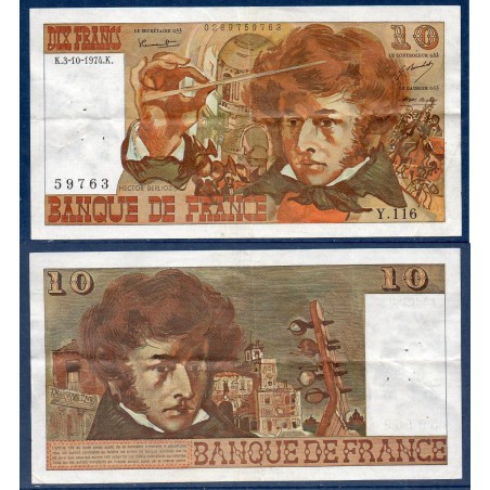 10 Francs Berlioz TTB 3.10.1974 Billet de la banque de France