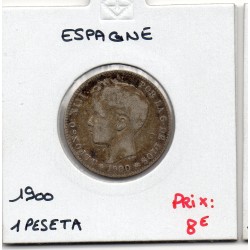 Espagne 1 peseta 1900 TB, KM 706 pièce de monnaie