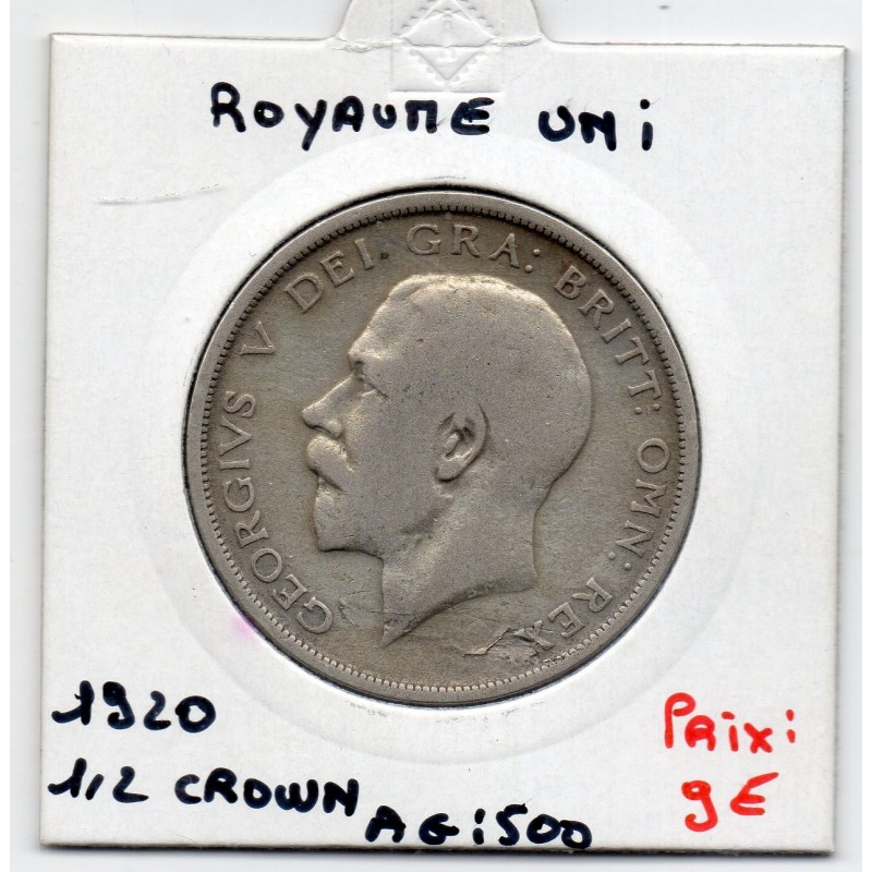 Grande Bretagne 1/2 crown 1920 B, KM 818.1a pièce de monnaie