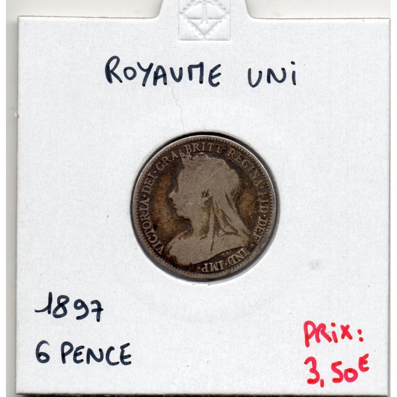 Grande Bretagne 6 pence 1897 B, KM 779 pièce de monnaie