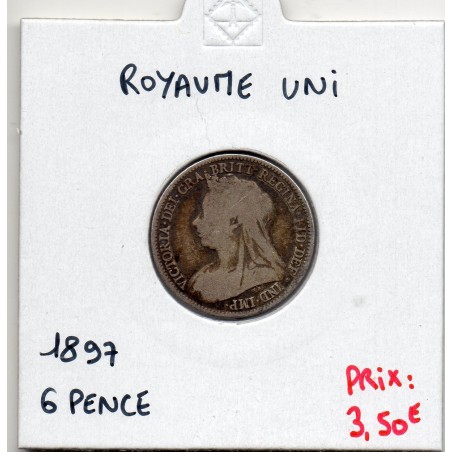 Grande Bretagne 6 pence 1897 B, KM 779 pièce de monnaie