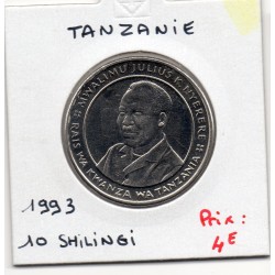 Tanzanie 10 shillings 1993 FDC, KM 20a pièce de monnaie