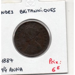 Inde Britannique 1/4 anna 1887 TTB+, KM 486 pièce de monnaie