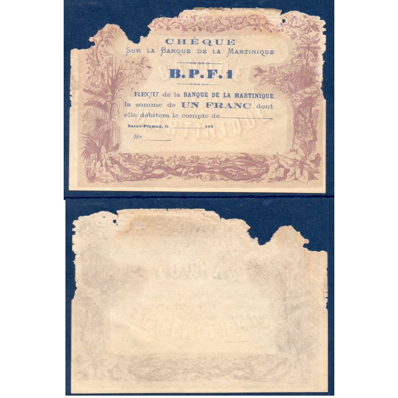 Martinique Pick N°5A, Billet de banque de 5 francs 1870