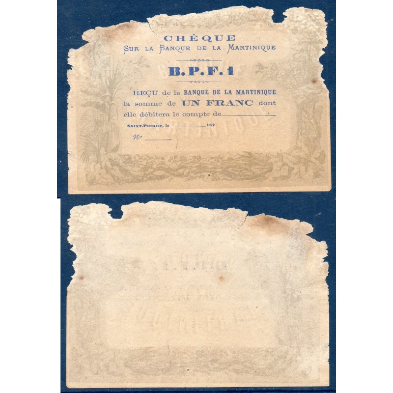 Martinique Pick N°5A, Billet de banque de 5 francs 1870