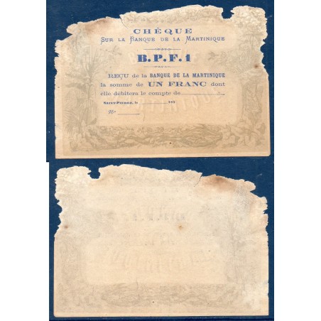 Martinique Pick N°5A, Billet de banque de 5 francs 1870