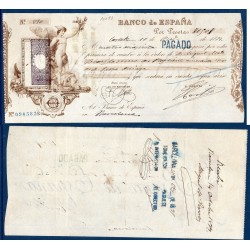 Espagne Chèque Banco de España 250 pesetas 1897