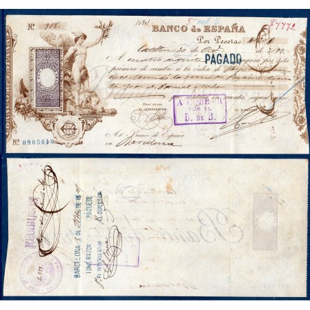 Espagne Chèque Banco de España 250 pesetas 1897