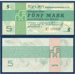 Allemagne RDA P.FX3, Neuf Billet de 5 Mark 1979 vert