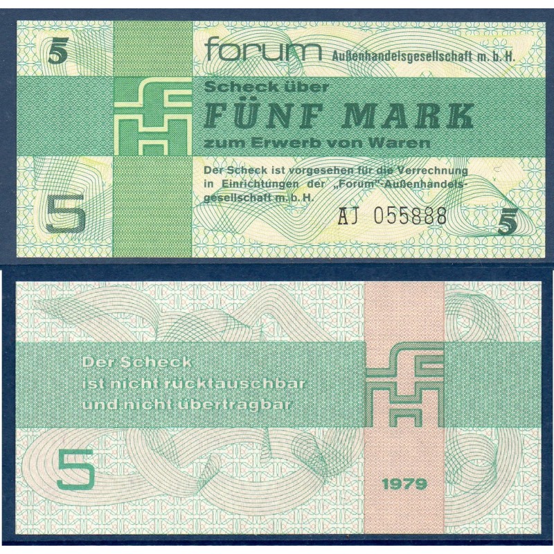 Allemagne RDA P.FX3, Neuf Billet de 5 Mark 1979 vert