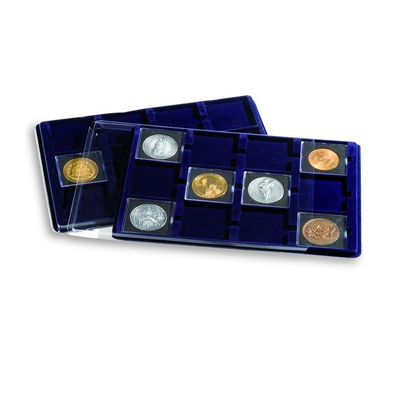 Plateaux TAB velours bleus pour pièces de monnaie