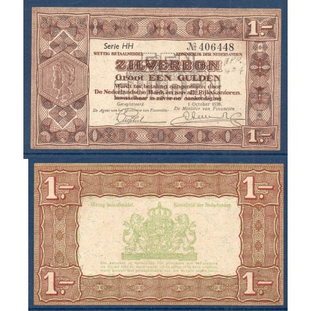 Pays Bas P.61, Sup écrit, Billet de 1 gulden 1938 Armoiries