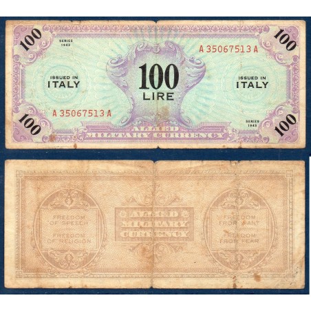 Italie P.M15a, B Billet de 100 Lire 1943 Alliés