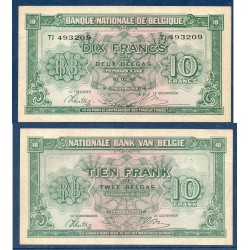 Belgique P.122, TTB Billet de 10 Francs 1943 Monogramme