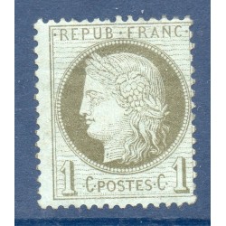 Timbre France Yvert No 50 Type Cérès 1c vert-olive Neuf * sur charnière