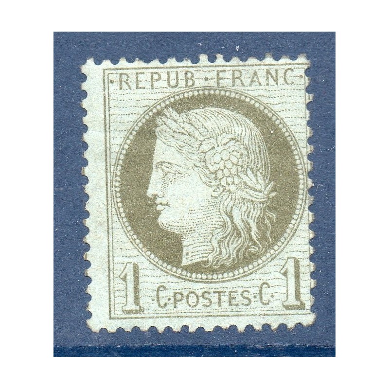 Timbre France Yvert No 50 Type Cérès 1c vert-olive Neuf * sur charnière