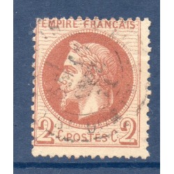 Timbre France Yvert No 26B Empire Lauré 2c rouge-brun clair Oblitéré