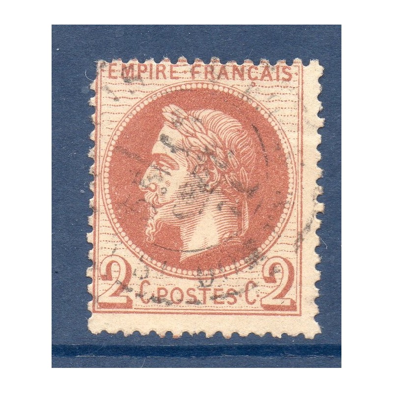 Timbre France Yvert No 26B Empire Lauré 2c rouge-brun clair Oblitéré