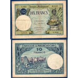 Madagascar Pick N°36, TB Billet de banque de 10 Francs 1937-1947