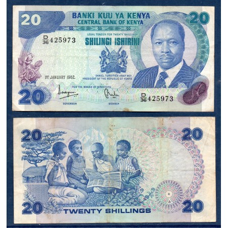 Kenya P.21b, TB, Billet de 20 Shillings 1982 Femmes